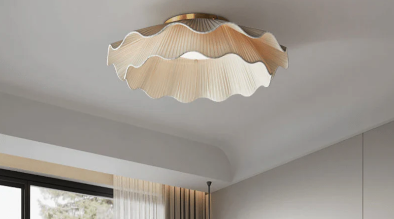 Cozy Bedroom Lighting: Fabric Shade Ceiling Lamp