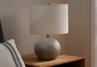 Minimalist Living: Solid Concrete Base Reading Lamp